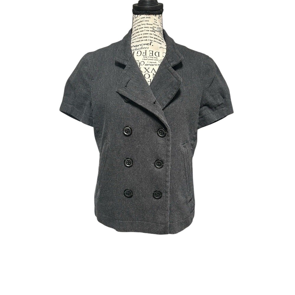 Gap Short Sleeve Blazer Medium‎ Gray Peacoat Cotton academic preppy Y2K 90s
